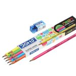 DOMS Neon Rubber Tipped HB/2 Graphite Pencils Box Pack Free Sharpner ...